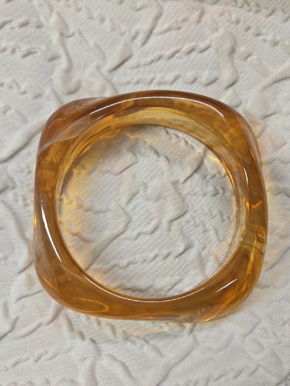 Translucent Amber Acrylic Square Bangle - G